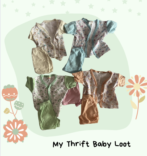 Preloved set of 5 cotton shirts and shorts (0-6 months)